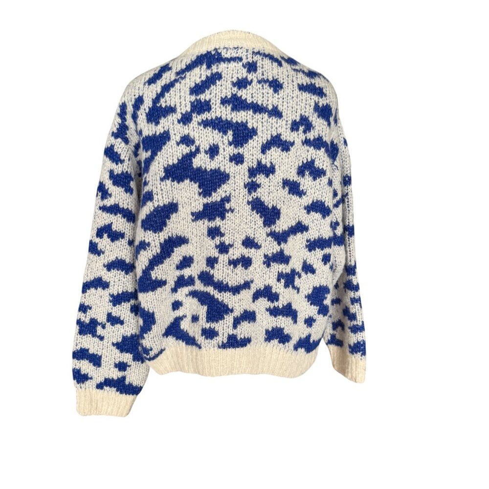 Mother Blue & White Alpaca Blend Crewneck Sweater - Picture 5 of 6